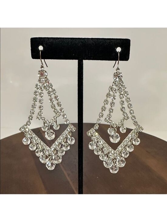 Jewelry - Vintage Style Rhinestone Chandelier Earrings | Crystal Drop Dangle | Bridal Glam